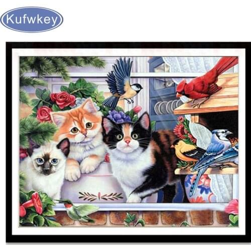 5D DIY Diamond painting Animals cats and birds Furniture decoration Resin full square Drill Embroidery gift