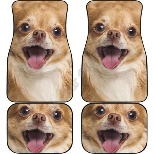 Chihuahua Car Floor Mats Funny Dog Face 3D Printed Pattern Mats Fit for Most Car Anti Slip Cheap Colorful