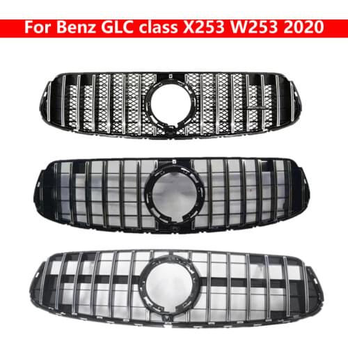 For Mercedes-Benz GLC class X253 W253 2020 Car styling Middle grille Vertical bar ABS Silver Black Front Bumper Center Grill