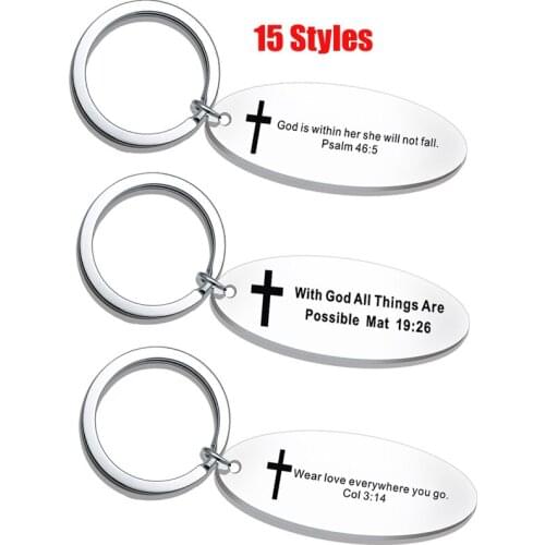 God Keychain Christian Keychain ECCLESIASTES 3:1 13:8 19:26 Bible Verse Key Chain Inspirational Cross Religious Gifts