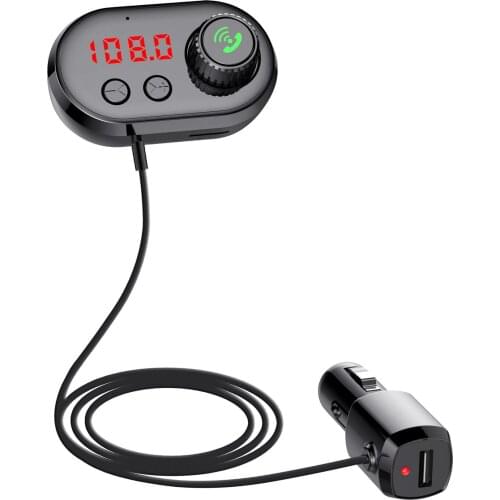 DC 12/24V Car FM Transmitter Kit Wireless BT5.0 Audio Adapter Vehicle Aroma Diffuser Support Hands-Free Calls - Black
