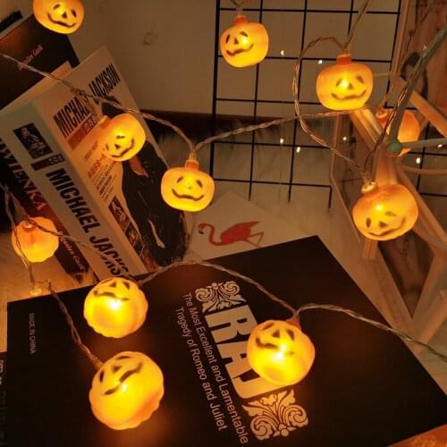 Halloween Decoration 10/20 LED Pumpkin String Fairy Lights Indoor Battery USB Powered Garland Ghosts Festival Holiday Party