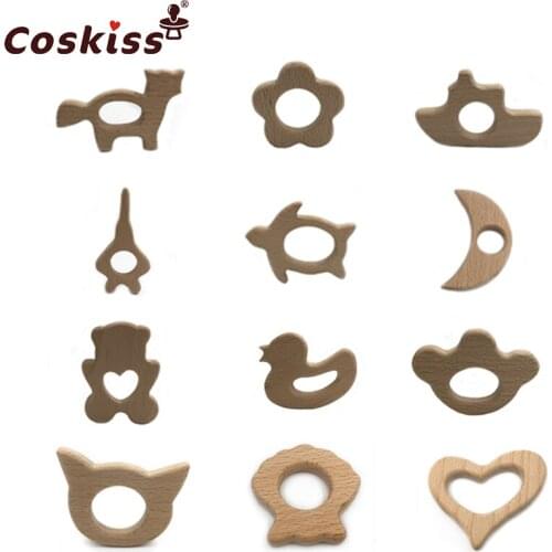 Wooden Teether Toy Baby Safe Nurse Breastfeeding Chew Training Toddler Unwaxed Beech Wooden eco-friendly Organic Baby Teether