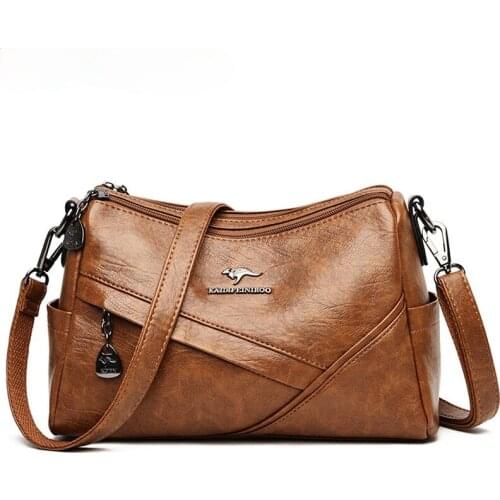 Designer Luxury Handbags 2021 New Vintage Soft Leather Tote Bags For Women Multi-pocket Shoulder Messenger Bags High quality Sac