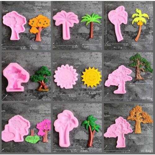 Welcome pine tree coconut tree cash cow sun 2 trees cactus fondant silicone mold cake decoration pottery clay