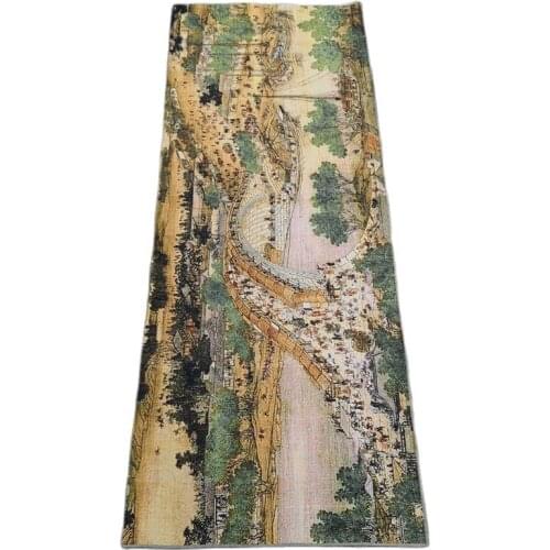 China Old Silk Thangka Like Hanging Painting Embroidery Painting Calligraphy Qingmingshanghetu