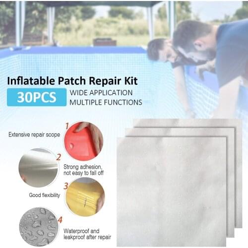 30pcs/pack Patch Repair Kit Durable Inflatable Pool Repair Tape PVC Air Mattress Patch Kit For Inflatable Swimming Pool Liner