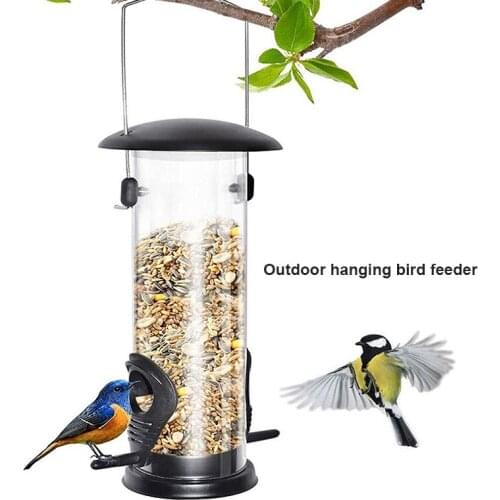 1Pc Wild Bird Plastic Feeder Hanging Feeders Viewing Window Garden Yard Decoration Refillable Practical Bird Feeder Cage Sturdy