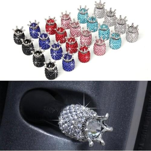 Crown Valve Cap Creative Diamond Car Tire Cap General Modified Valve Core Cap 4 Pcs/ Pack