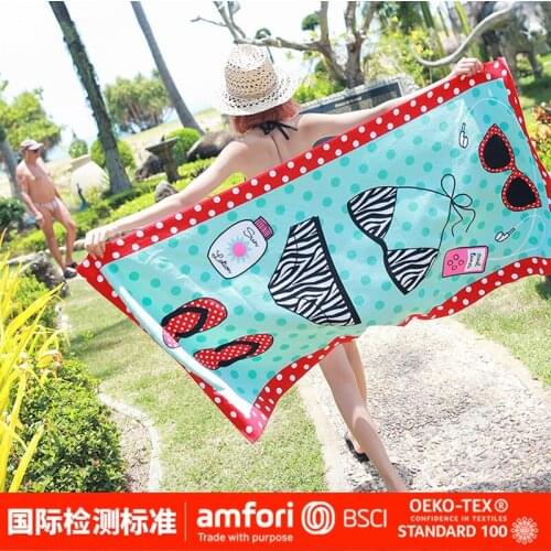 Wholesale price adult terry bath towel, beach towel, soft and water-absorbent, ultra-fine fiber, reactive printing, fast-drying