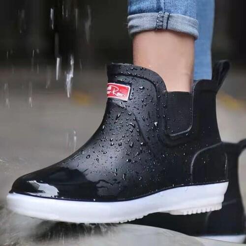 Men Rainboots Waterproof Rain Boots Ankle Water Shoes PVC Male Winter Fashion Outdoor Flat Non-slip Comfortable Wading Fishing