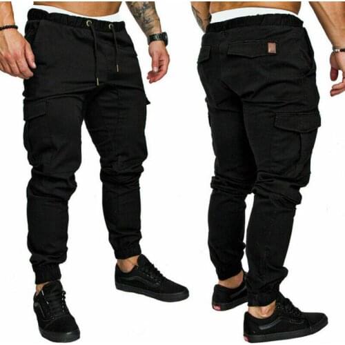 Mens Slim Fit Urban Straight Leg Trousers Casual Pencil Jogger Cargo Pants Jogger Hip Hop Elastic Sports Stretch M-3XL