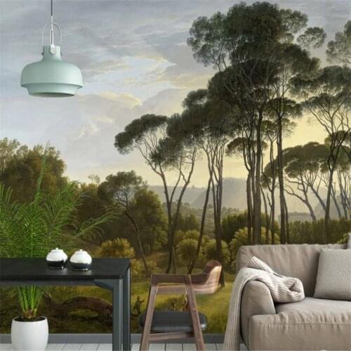 Custom 3D Mural Wallpaper Hand-painted Forest Western Landscape Retro Oil Painting Living Room Bedroom Decoration Luxury Wallpap