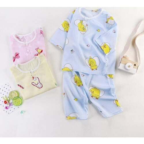 Boy and girl new T-shirt shorts home service suit Childrens cool sweat-absorbent pajamas set Childrens comfortable pajamas