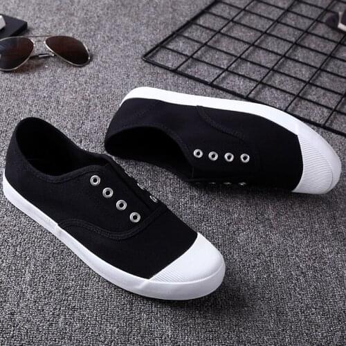 New canvas shoes mens sports a pedal lazy mens shoes students Korean style breathable wild trend white shoes