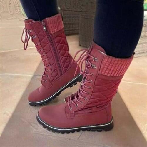 New autumn winter womens thick-heeled pure color high-tube flat-heel side zipper round-toe Motorcycle Boots Female Martin Boots