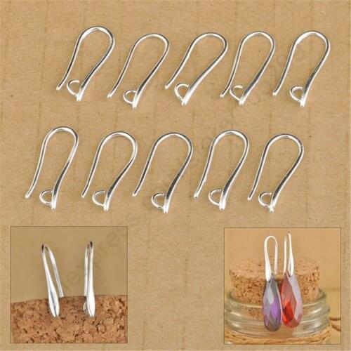Wholesale 100Pcs Making DIY Jewelry Findings 925 Sterling Silver Hook Earring Pinch Smooth Earwires Crystal Women Gift