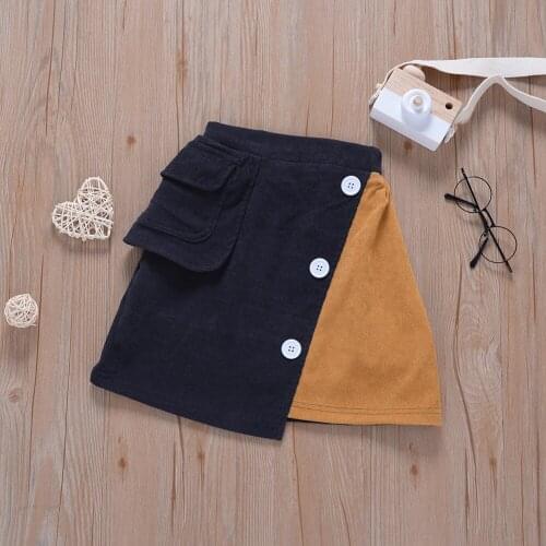 Autumn Kids Baby Girls Skirts Casual Patchwork Toddler Children Clothing Infant Assorted Skirts with Button and Pocket For 0-5T