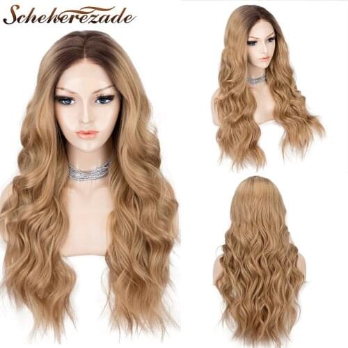 Scheherezade Body Wave Lace Front Wig For Women 13×3 Ombre Brown Lace Front Wig Heat Resistant Fiber Synthetic Lace Front Wigs