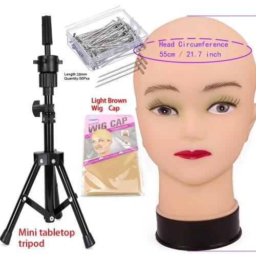 Female Bald Head With Stand Accessory Wig Display Stand for Hat Stands for Wigs Accessories Fixed Wig Support Womens Short Wigs