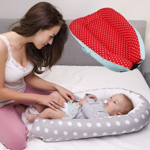 Portable Baby Bed Removable Baby Crib Infant Nest Soft Cotton Childrens Bed Washable Babynest Toddler Travel Cradle Carrying