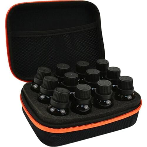 Portable 12 Slot EVA Essential Oil Bottle Storage Bag Zip Case Protector Pouch