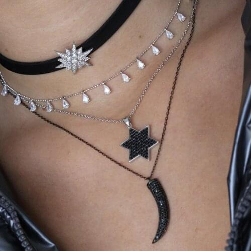 Drop shipping gold color chain with tear drop cz paved mulity cz charm pendant choker necklace for girl lady luxury chokers