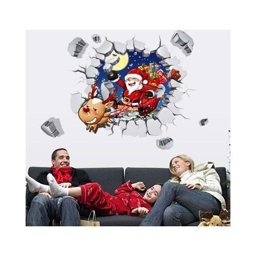Christmas 3D Wall Stickers Romantic Snow Wallpaper New Years Shop Glass Window Christmas Decorations For Home Wall Painting