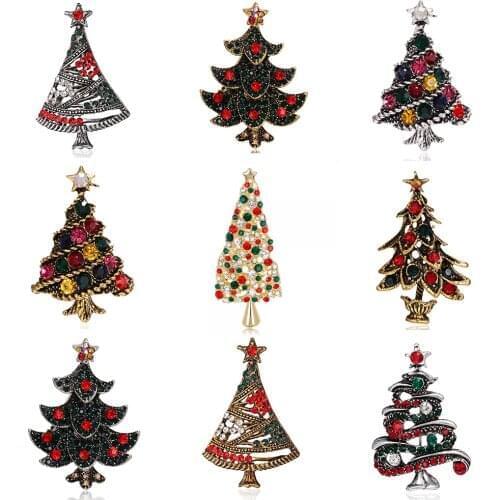 Christmas Tree Brooches for Women Rhinestone Xmas Tree Brooch Gift Fashion Jewelry Festival Brooch Winter Coat Cap Brooches Gift
