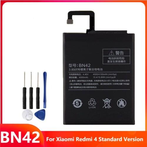Replacement Phone Battery BN42 For Xiao mi Redmi 4 Hongmi4 Redrice 4 Standard Version 4000mAh With Free Tools
