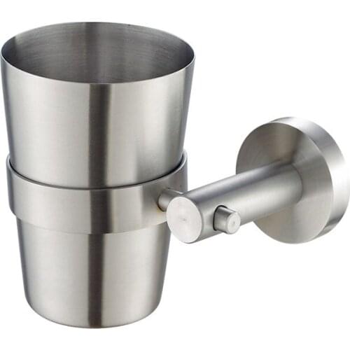 304 Stainless Steel Toothbrush Holder Wall Mounted Toothbrush Cup Holder Shelves With Single Stainless Steel Cup Set