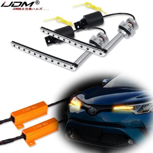 IJDM White/Amber BAU15S PY21W LED bulb Sequential flashing flowing blinker For 2017-up Toyota C-HR Turn Signal Lights/DRL