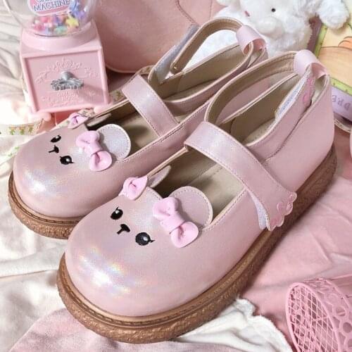 Kawaii Sweet Bear Lolita Shoes Lovely Cartoon Gothic Round Head Loli Soft Round Toe Anime Cosplay Harajuku Winter Autumn Plush