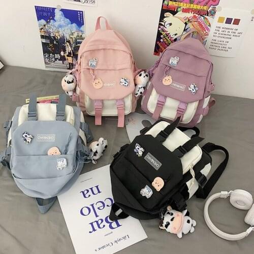Japanese Multi-Function Canvas Women Backpacks for Teenagers Girl Kawaii Shoulder Messenger Bag Mochila Travel Rucksack 2021