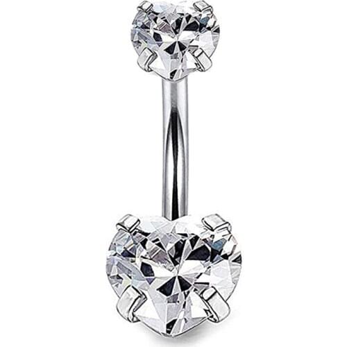 1pcs Hot Summer Women Jewelry Surgical Steel Heart Zircon Navel Belly Button Ring Bar Body Navel Piercing Jewelry