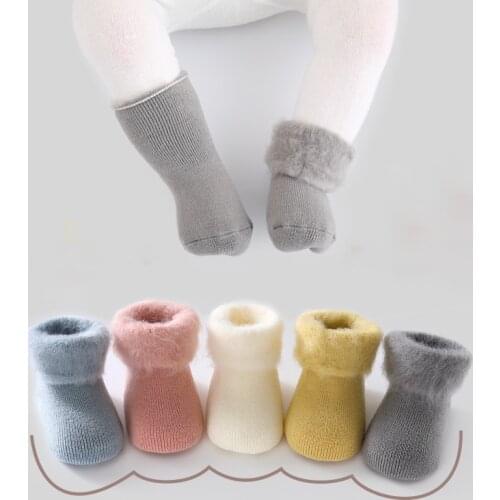 Winter Thicken Children Socks for Girls Boys Baby Soft Non-slip Floor Toddler Newborn Warm Velvet Socks Kids Cartoon Socks
