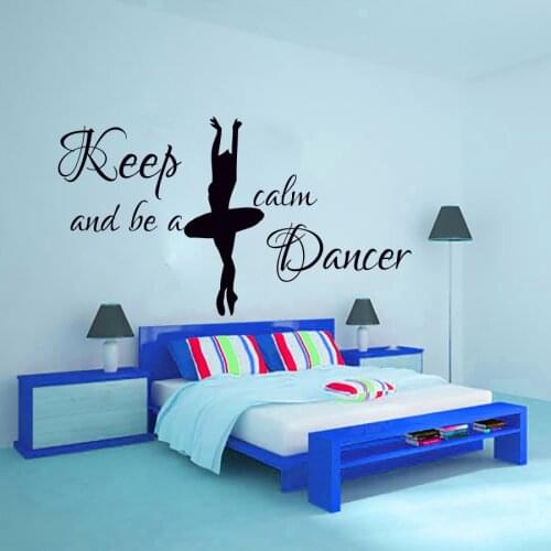 ZOOYOO Keep Calm And Be A Dancer Wall Sticker Dancers Home Decor Ballerina Silhouette Wall Decal Room Decoration For Girl