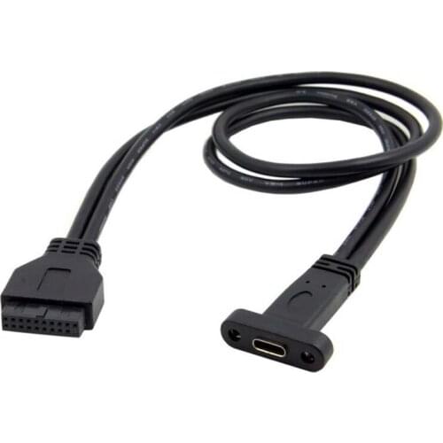 0.5M Adapter Cable Convert USB 3.0 19 Pin Plug Inside Computer Motherboard Into A USB3.1 Type C Female Socket Extension Extender