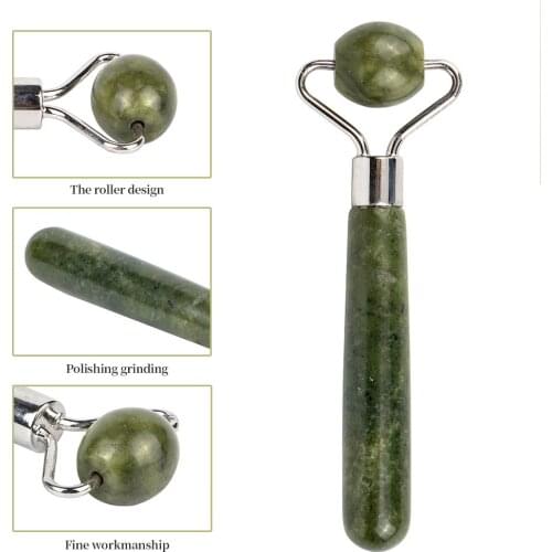 1Pc Green Jade Stone Facial Massage Roller For Face Eye Face Neck Natural Massager Thin Lift Beauty Slimming Tools