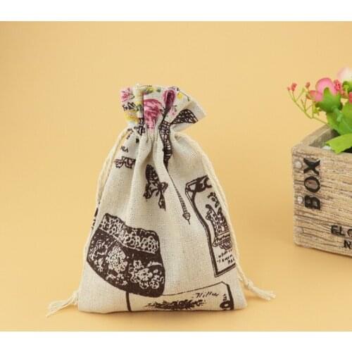 10x14cm (3.9"x5.5") 10pcs Cotton Drawstring Bag Cosmetic Jewelry Packaging Bag Wedding Party Gift Custom Cotton Bags