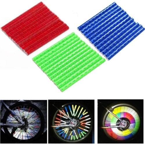 12Pcs Bicycle Wheel Rim Spoke Mount Clip Reflective Tube Warning Light Strip Bike Spoke Reflective Tubes Bicycle Parts
