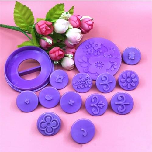 14PCS Flower Fondant Cake Decorating Set Cake Cookie Cutter Mold Embosser Cutter Icing Cupcake Embossing Mould E838