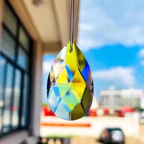 2/5pcs Austrian Ab Crystal Jewelry Drop Pendant Glass Multicolored Prism Crystal Lamp Wedding Pendant Diy Teardrop Hanging Decor