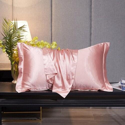 2 Pcs High-grade Simulation Mulberry Silk Solid Color Cushion Chair Cover for Bedroom Home Decoration Pillowcase 48x74cm