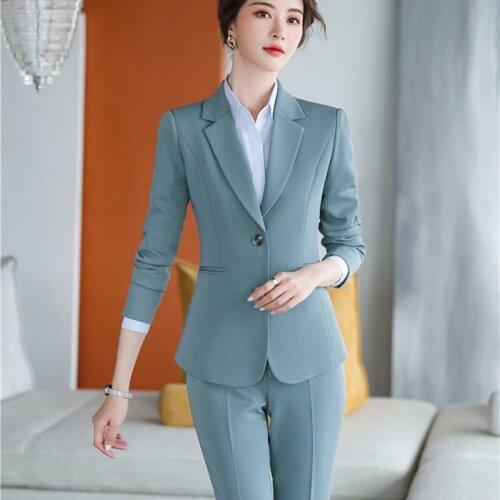 2021 New Formal Pants Suits For Women Business Work Office Lady Uniforms Spring Autumn 2 Piece Set Blazer Jacket Trousers 4XL XL
