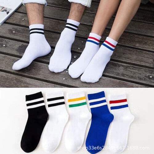5 Pairs Men Women Sports Socks Comfortable Breathable Sweat Deodorant Pure Cotton Strip Sock Casual Walking Knee-High Yoga Sock