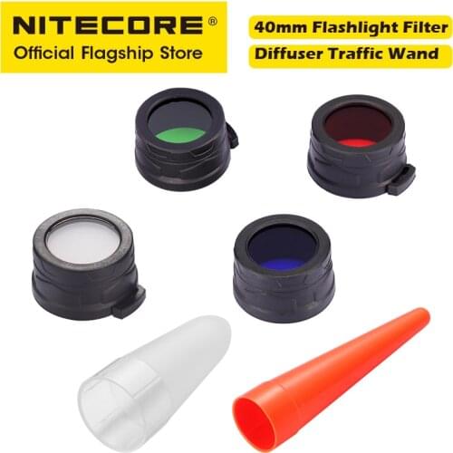 NITECORE 40mm Flashlight Filter Red Blue Green,Diffuser Traffic Wand Adapter NFR40 NFB40 NFG40 NFD40 NDF40 NTW40 for MH25 EA4