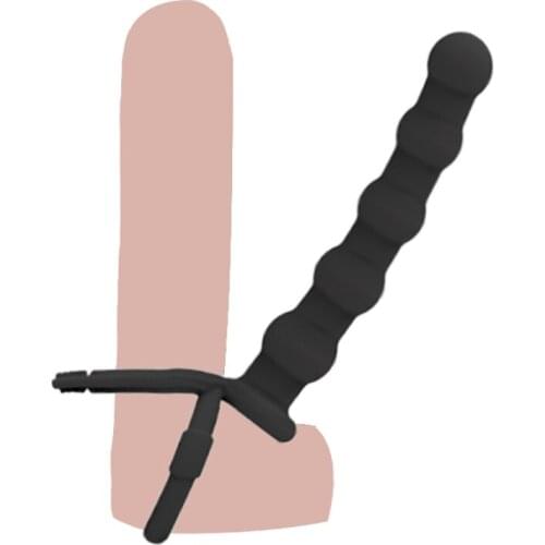 Anal Beads Double Ring Penetration Anal Vibrator Strapon Dildo Vibrator Butt Plug G-Spot Vibrator Adult Sex Toys for Couples