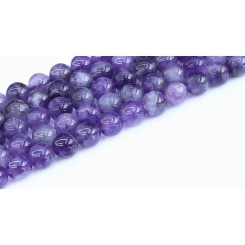 Free Shipping AAAA Quality Natural Stone Purple Amethysts Crystals Round Loose Beads 15" Strand 4 6 8 10 12MM Pick Size