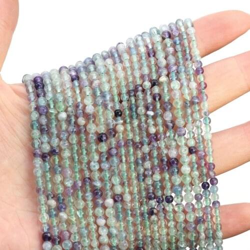 1 strand Natural Fluorite Quartzs Strand Beads 2 3 4mm Stone Round Loose Spacer Beads For DIY Jewelry Making